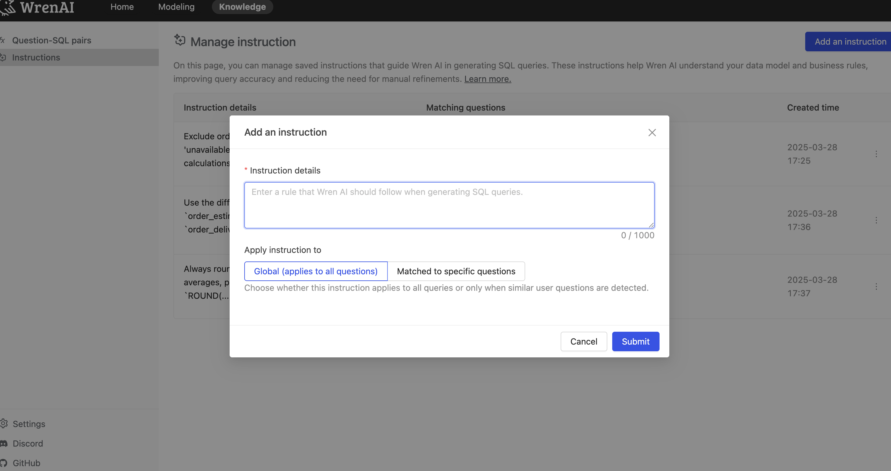 Add Global Instruction