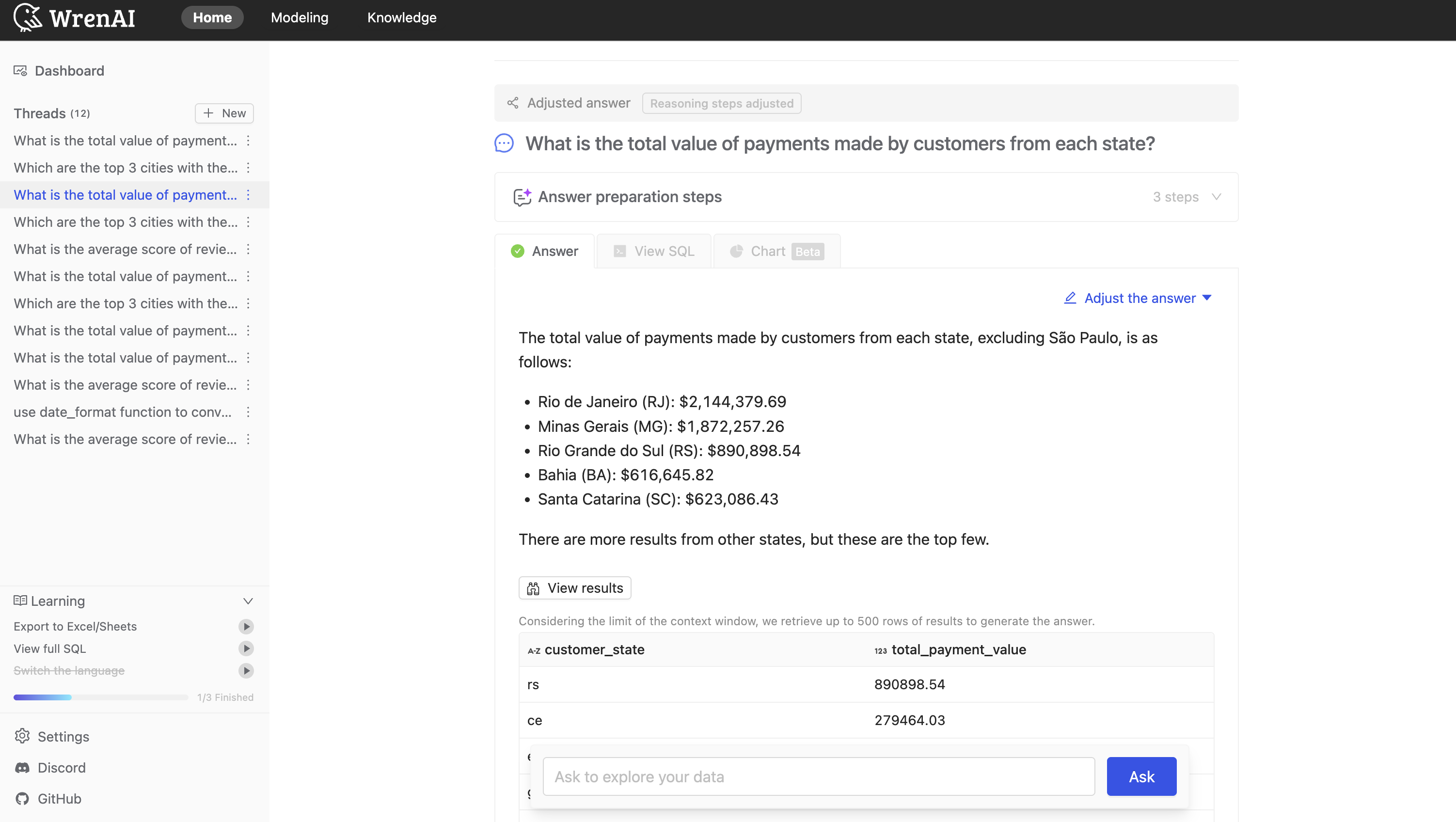 Adjusted answer
